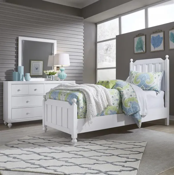Liberty Furniture Complete Full Bedroom Set Panel White Finish Bed, Dresser & Mirror Cottage View
