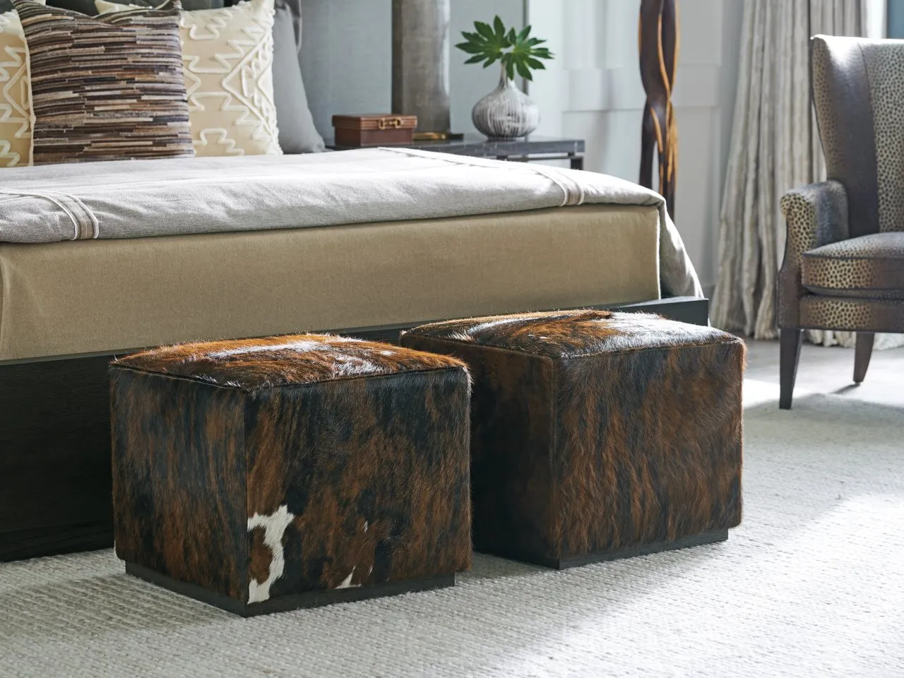 COLBY LEATHER OTTOMAN BARCLAY BUTERA UPHOLSTERY