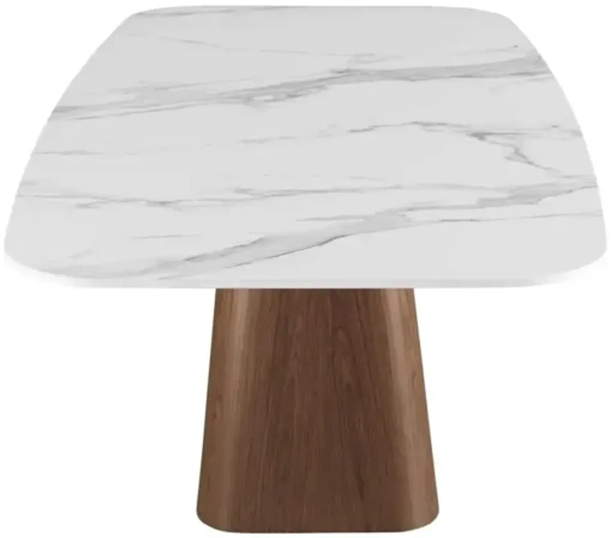 Chintaly Kenza Modern Marbleized Sintered Stone Top Dining Table with Wooden Base