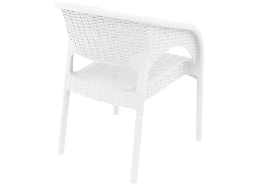 PANAMA RESIN WICKERLOOK DINING ARM CHAIR WHITE