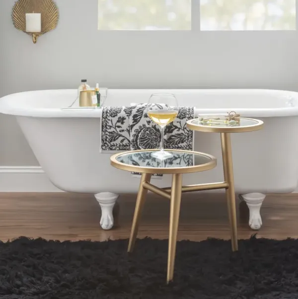 JOLSON 2-TIERED MIRRORED SIDE TABLE