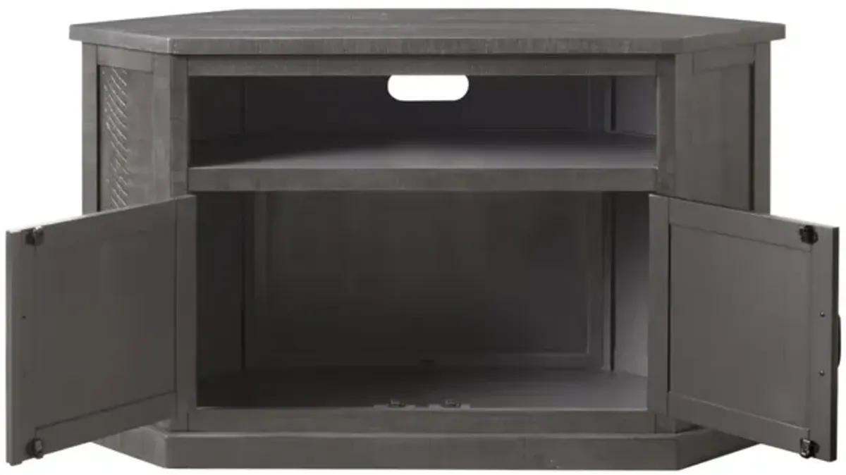 Martin Svensson Rustic Corner TV Stand in Grey