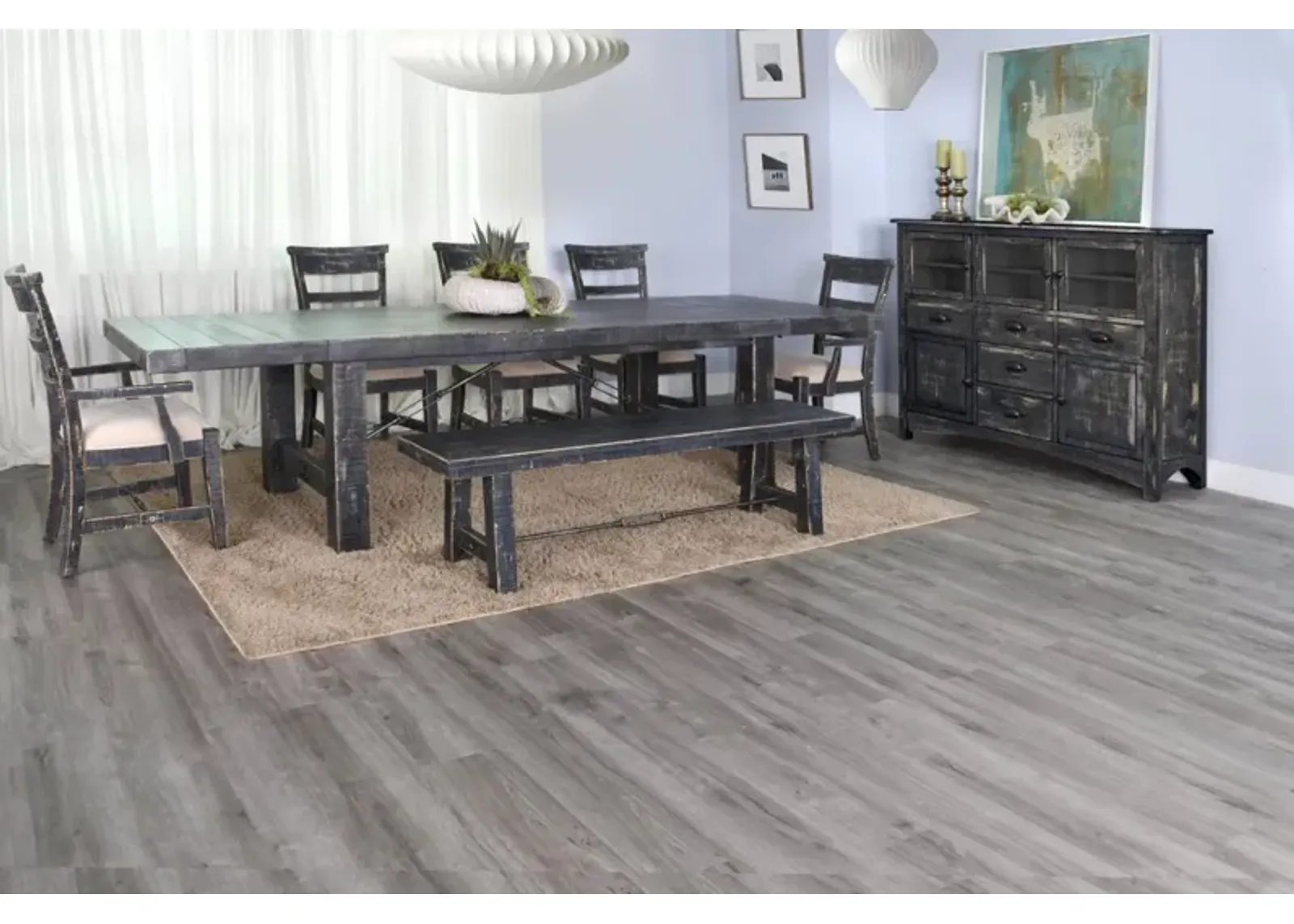 Sunny Designs Marina Black Sand Extension Dining Table