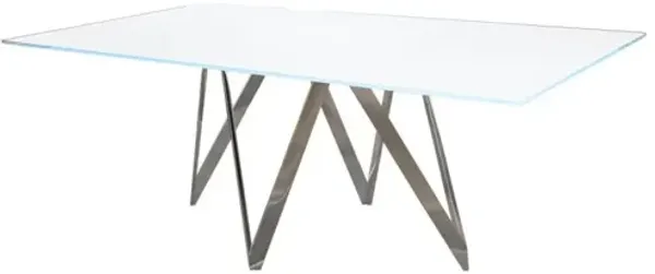 Chintaly Abigail Modern White Glass Top Dining Table