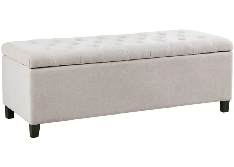 MADISON PARK NATURAL SHANDRA TUFTED TOP STORAGE BENCH