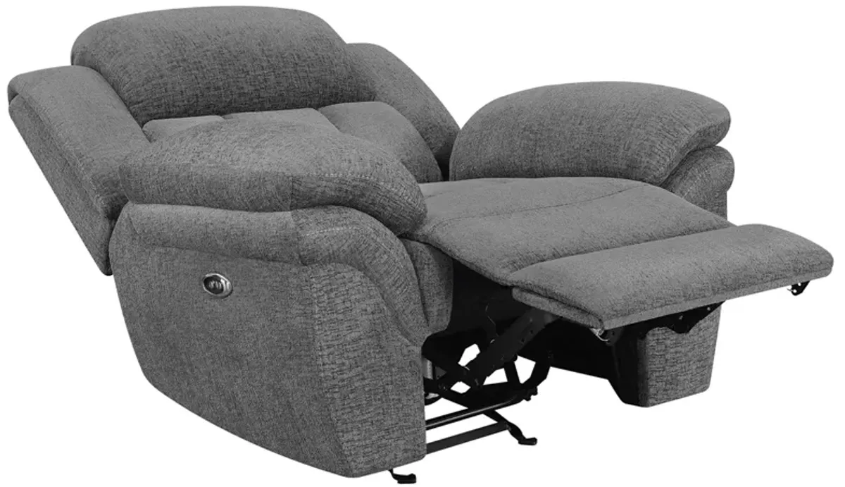 Coaster Bahrain Upholstered Power Glider Recliner Charcoal