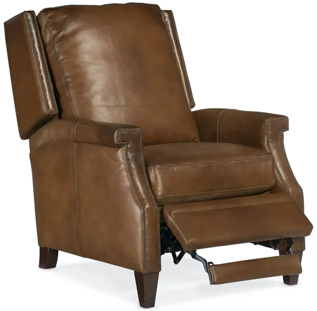 Hooker Furniture Collin Manual Push Back Checkmate Pawn Recliner Leather Chair