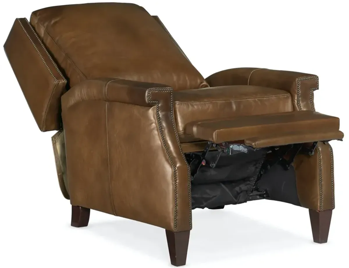 Hooker Furniture Collin Manual Push Back Checkmate Pawn Recliner Leather Chair