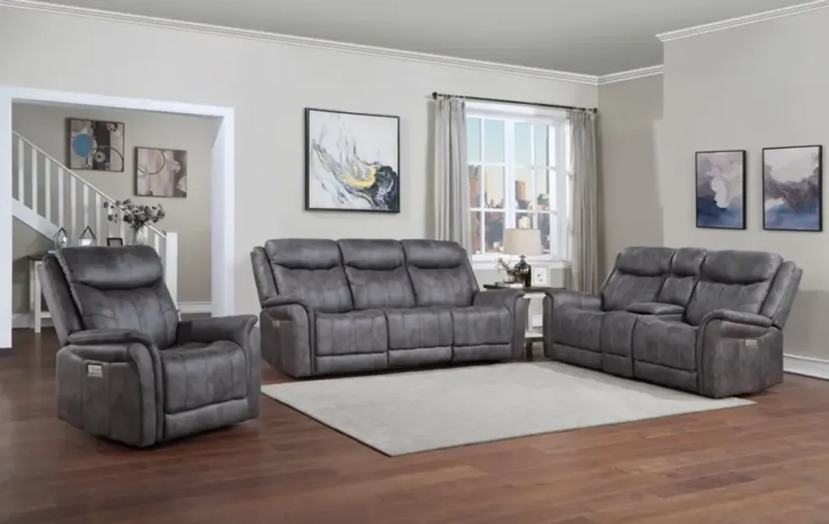 2 PIECE MORRISON STONE DUAL-POWER RECLINING SOFA + LOVESEAT