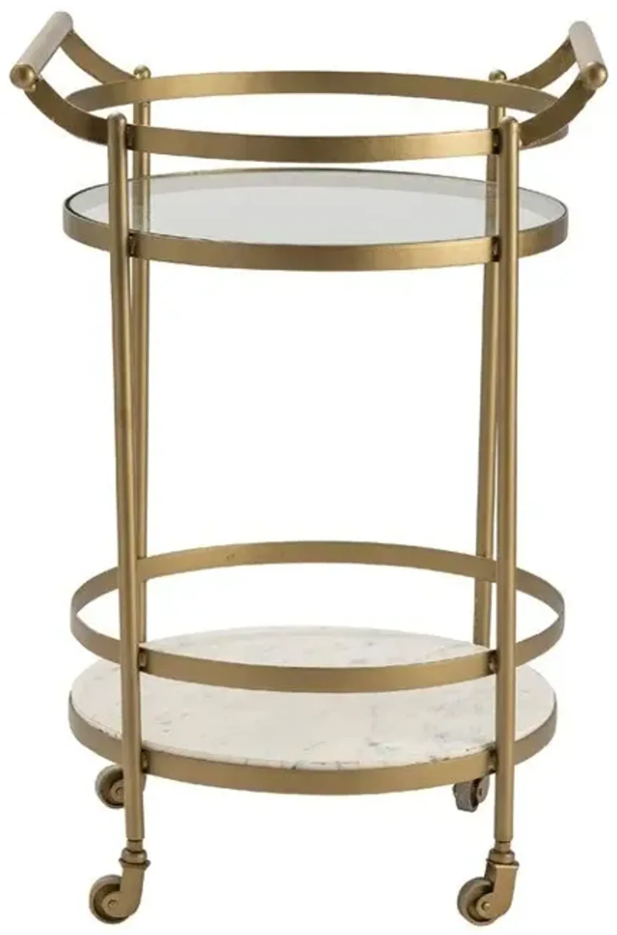 Crestview Vine Grove Gold/White Marble & Glass Bar Cart