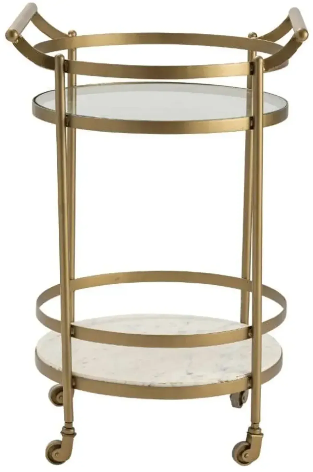 Crestview Vine Grove Gold/White Marble & Glass Bar Cart