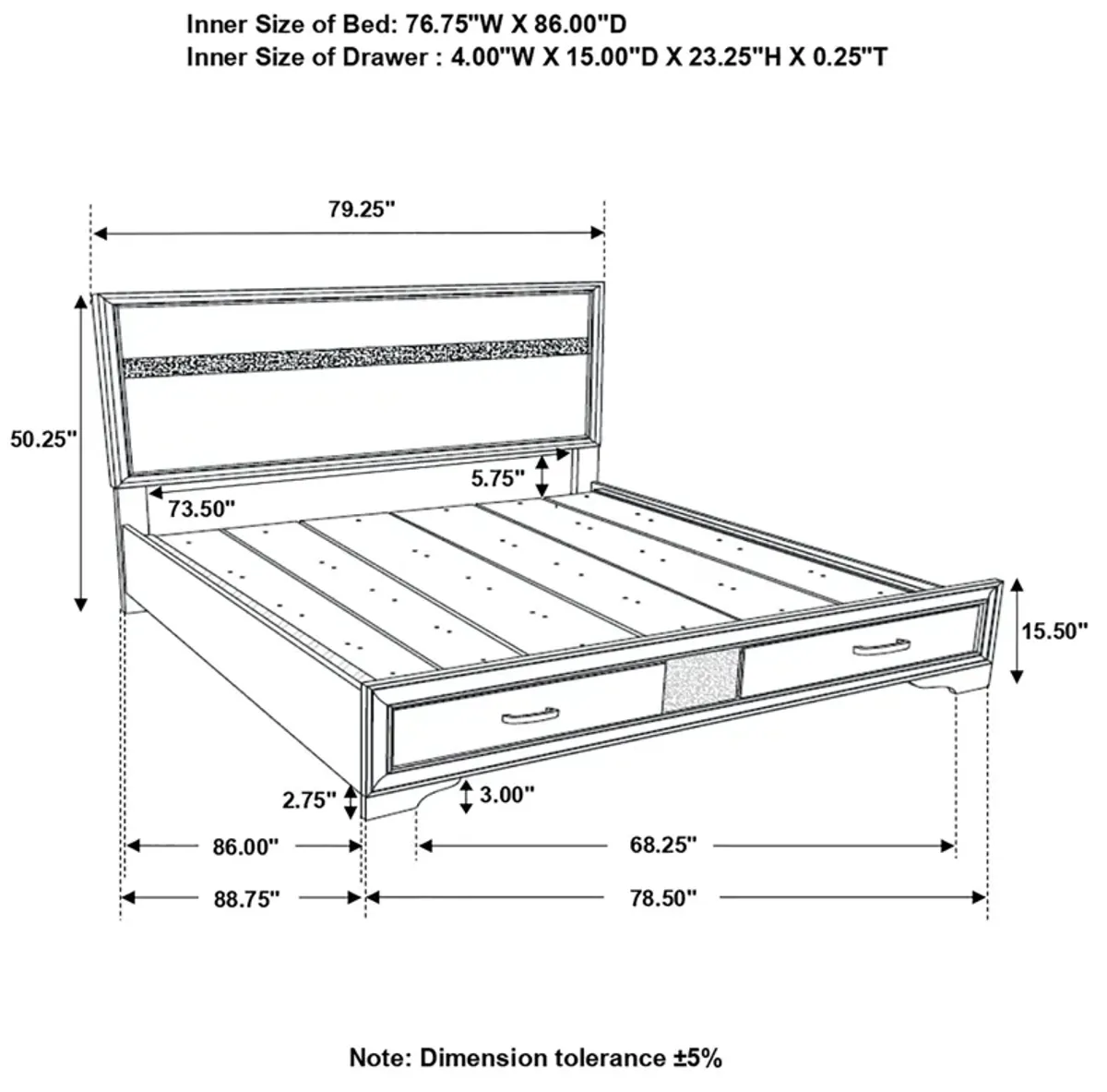 Coaster Miranda Wood California King Storage Panel Bed Black