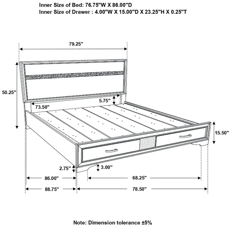 MIRANDA CALIFORNIA KING BED BLACK