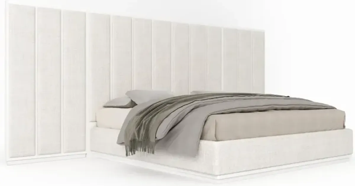 Casa Inspirata Colonna Wall King Bed in Lino Bianco White