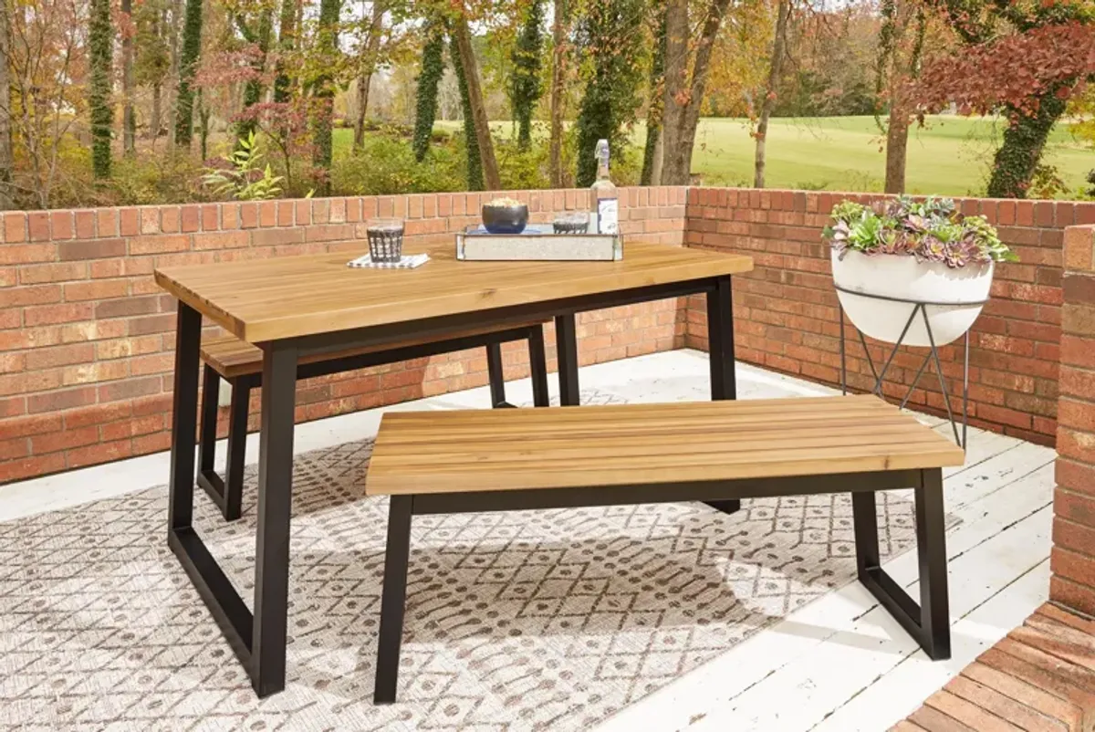 Ashley Town Wood Outdoor Dining Table Set Brown, Black