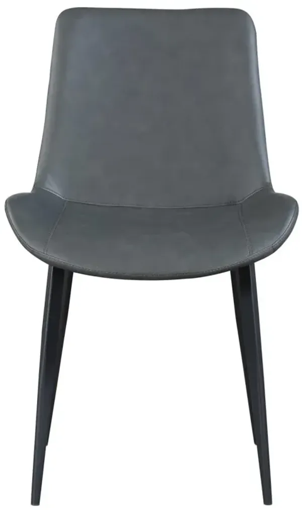Chintaly Mary Grey Contemporary Curved Side Chair with Steel Legs