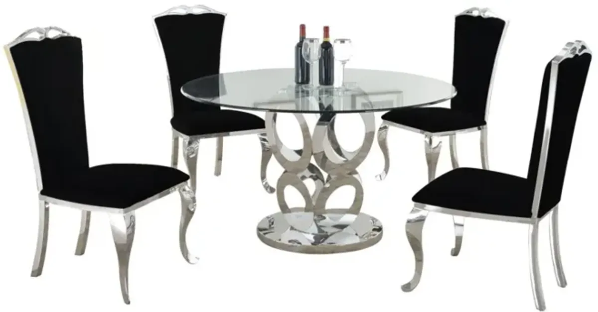 Chintaly Raegan Dining Set with Glass Table Top & 4 Tall Back Side Chairs