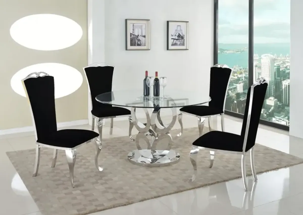 Chintaly Raegan Dining Set with Glass Table Top & 4 Tall Back Side Chairs