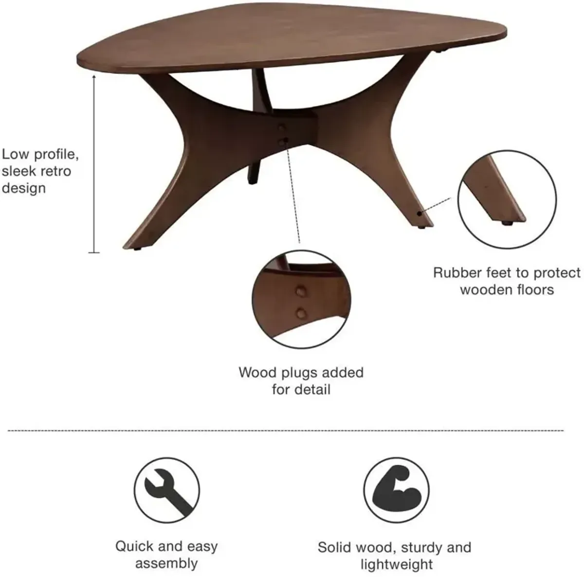 Olliix Ink+Ivy Brown Blaze Triangle Wood Coffee Table