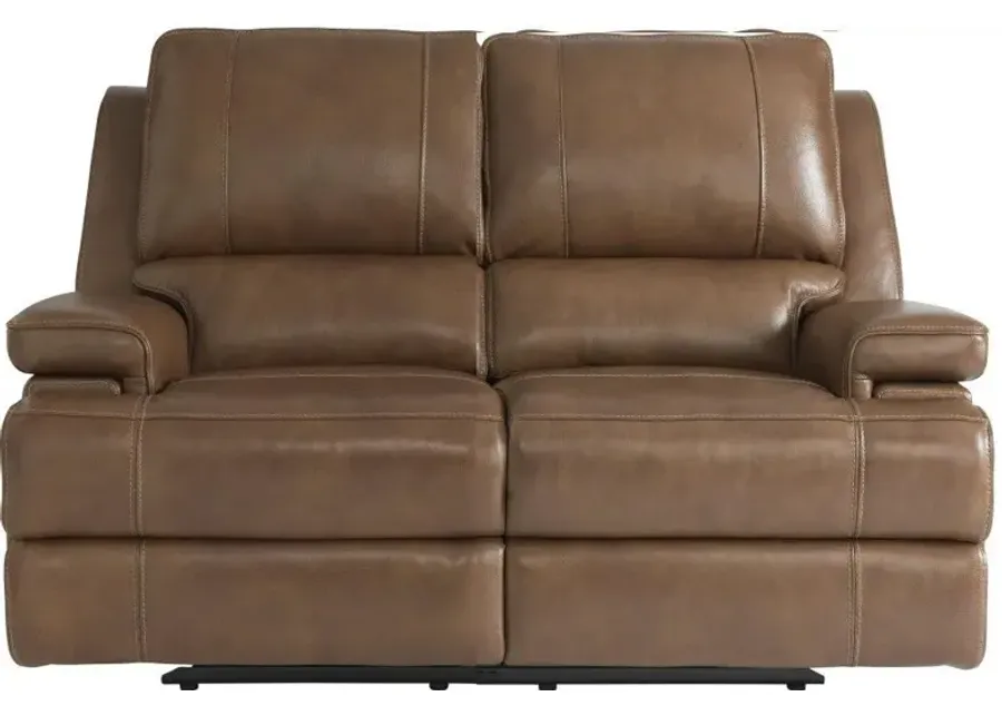 PARSONS TRIPLE POWER LOVESEAT - UMBER LEATHER