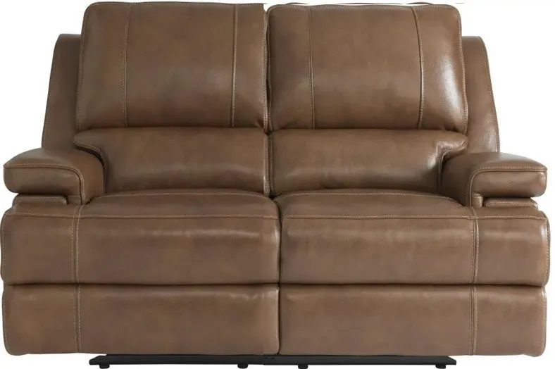 PARSONS TRIPLE POWER LOVESEAT - UMBER LEATHER