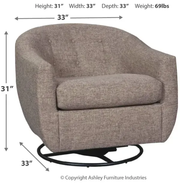 Ashley Upshur Taupe Swivel Glider Accent Barrel Chair