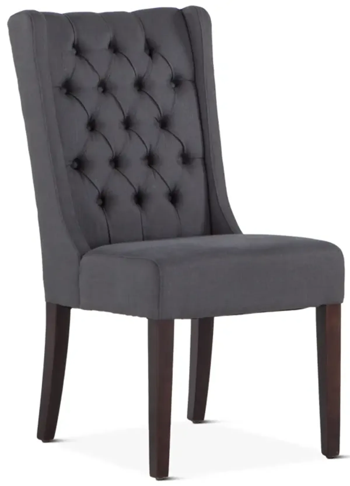 Home Trends Design Upholstered Seating Dark Gray Linen Dining Chair with Dark Walnut Legs