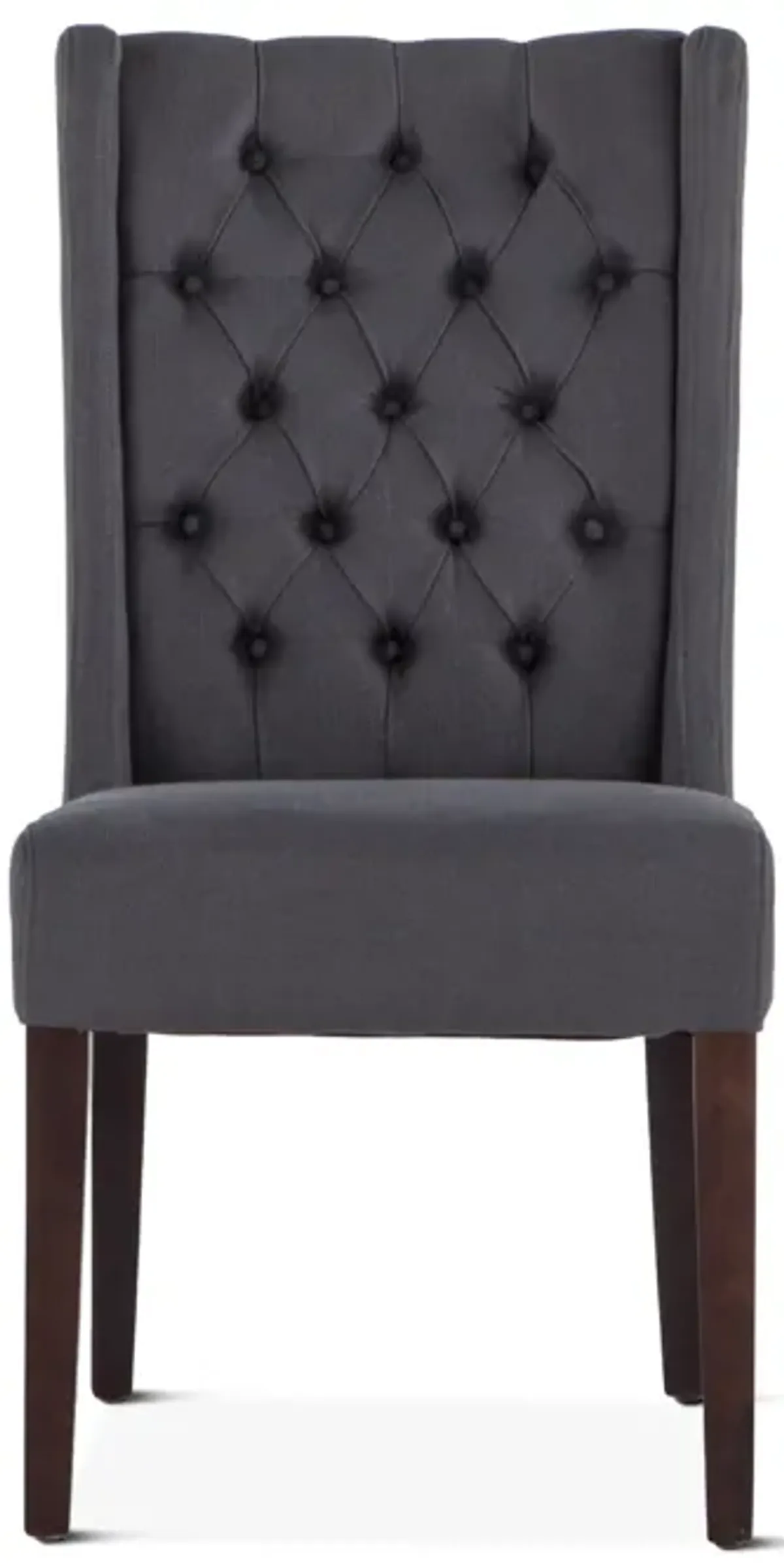 Home Trends Design Upholstered Seating Dark Gray Linen Dining Chair with Dark Walnut Legs