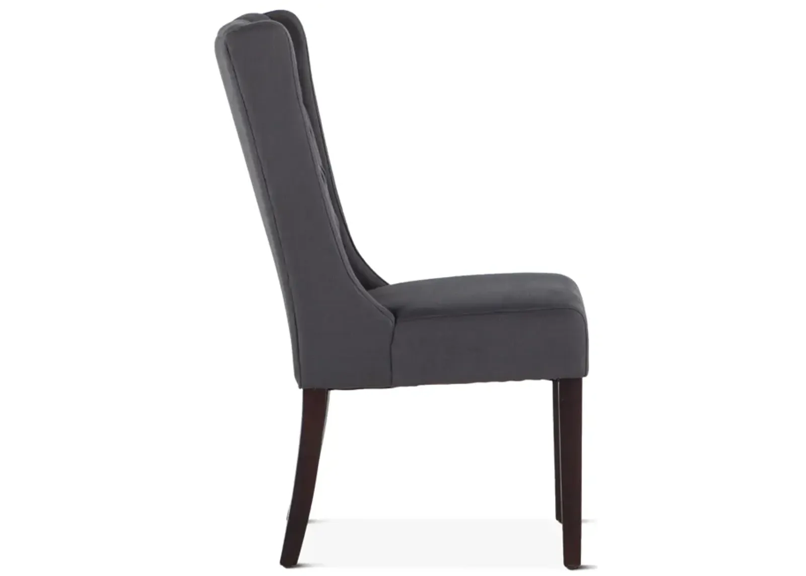 Home Trends Design Upholstered Seating Dark Gray Linen Dining Chair with Dark Walnut Legs