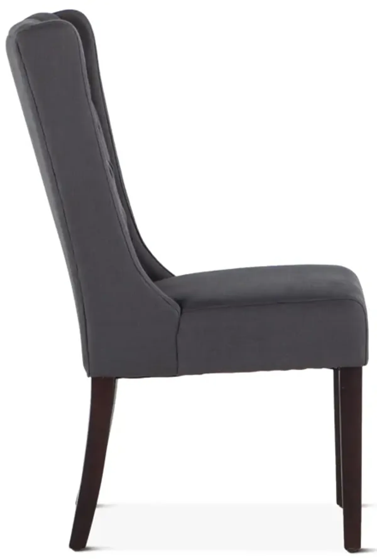 Home Trends Design Upholstered Seating Dark Gray Linen Dining Chair with Dark Walnut Legs