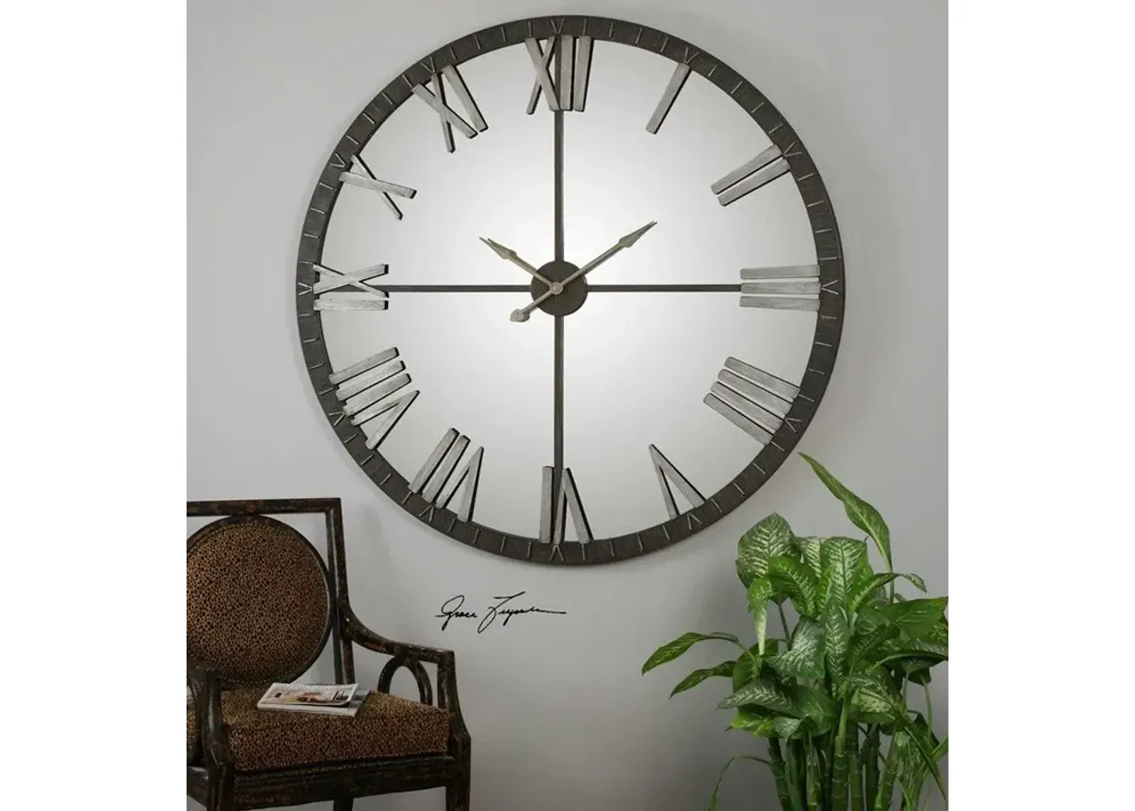 Uttermost Amelie Large Bronze Wall Clock