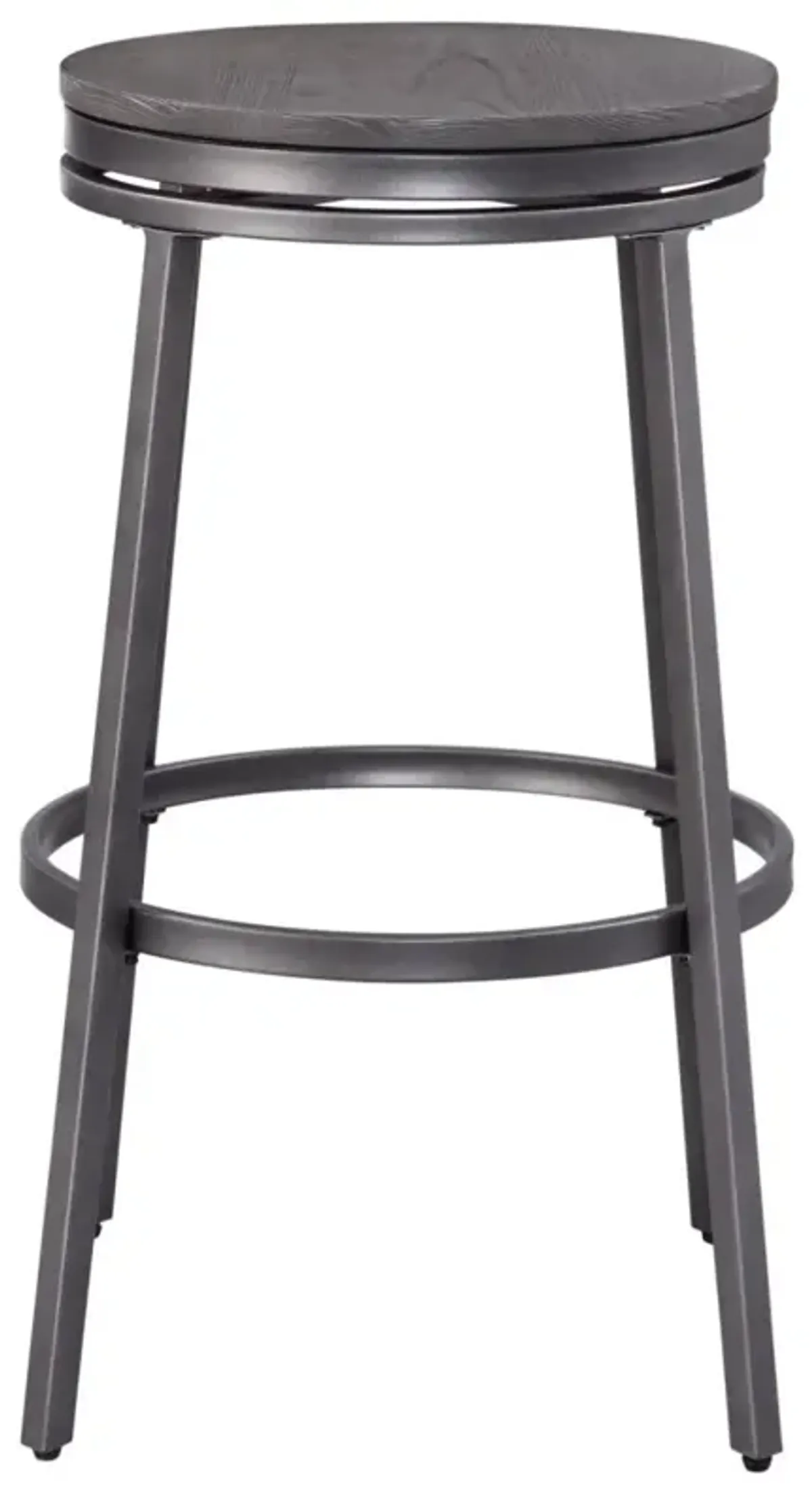 American Woodcrafters Stockton Backless Metal Framed Barstool in Slate Grey with Grey Oak Seat