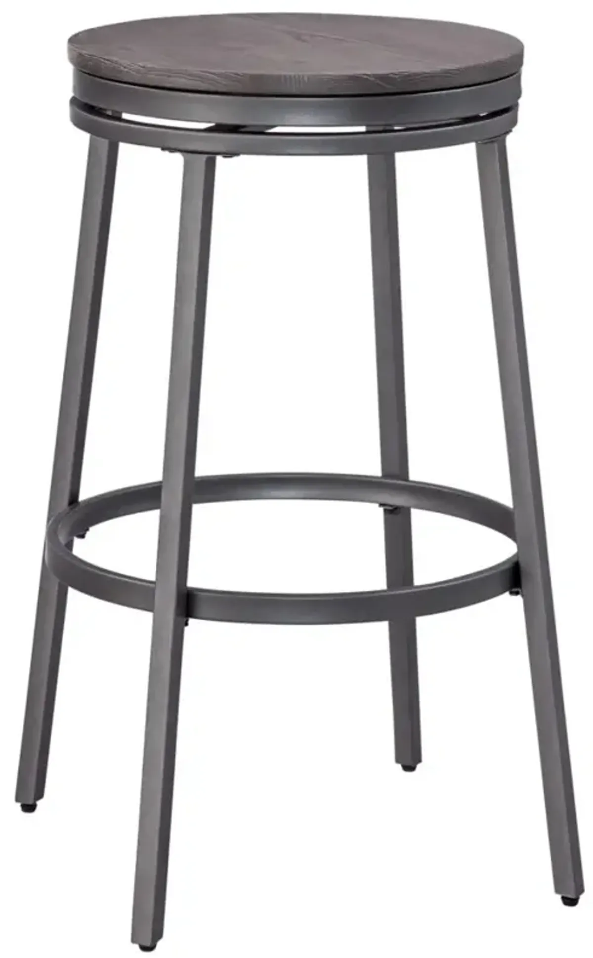 American Woodcrafters Stockton Backless Metal Framed Barstool in Slate Grey with Grey Oak Seat