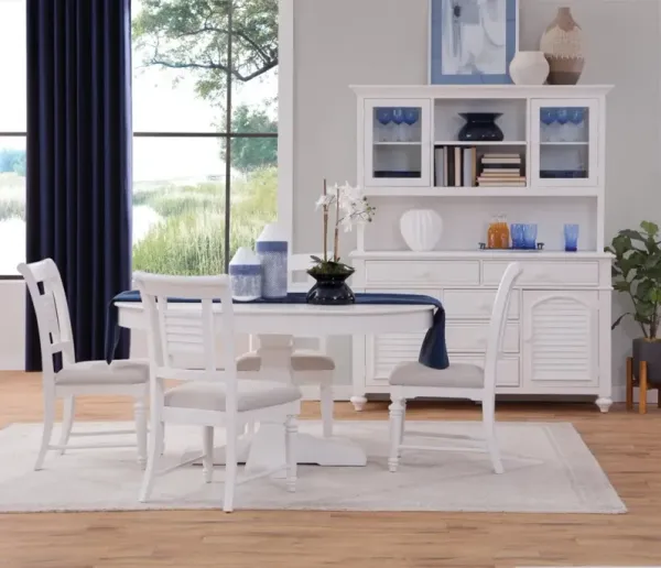 American Woodcrafters Cottage Traditions White Finish 8-Piece Pedestal Table Dining Set