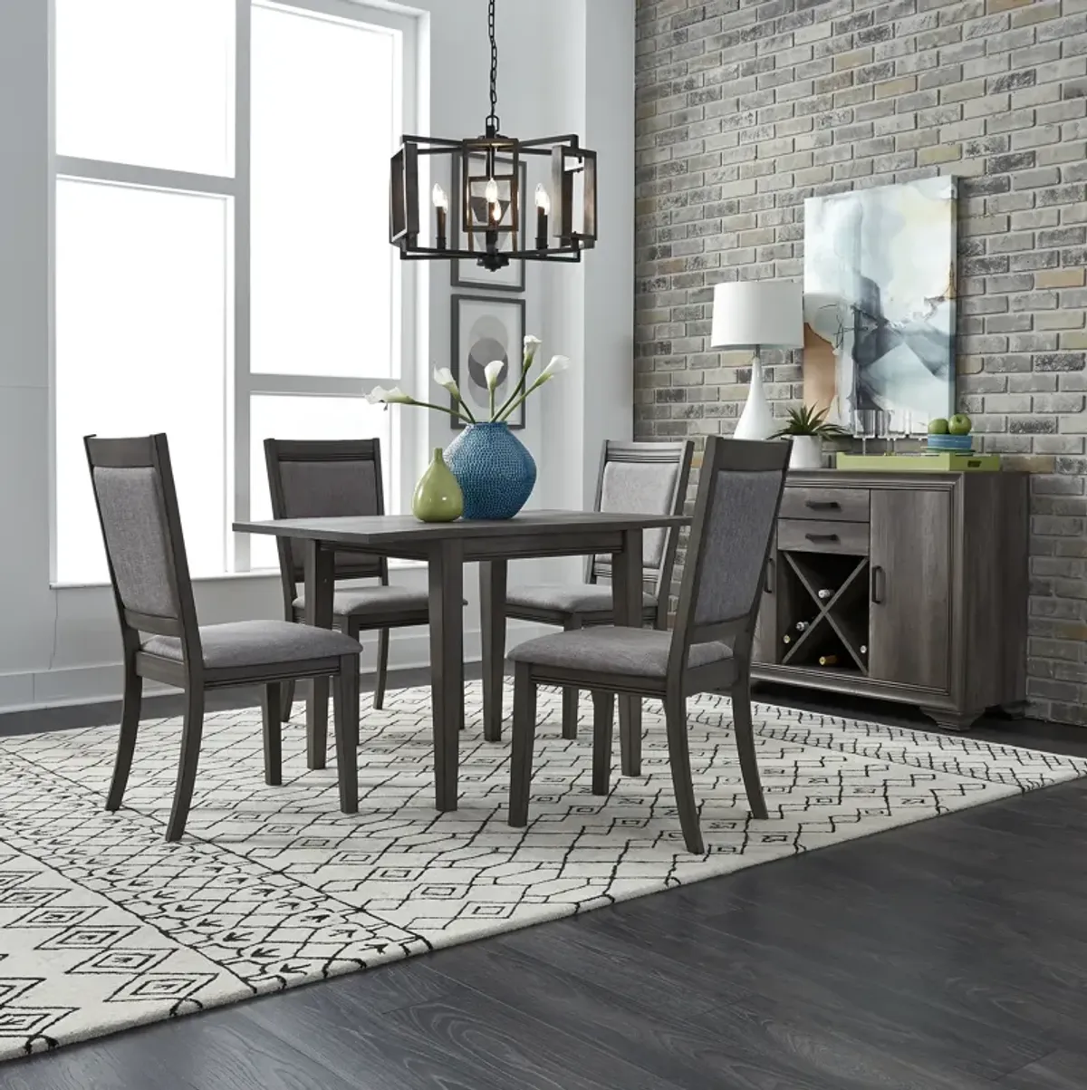 Liberty Furniture 5-Piece Copper Grove Greystone Drop Leaf Dining Table Set Tanners Creek