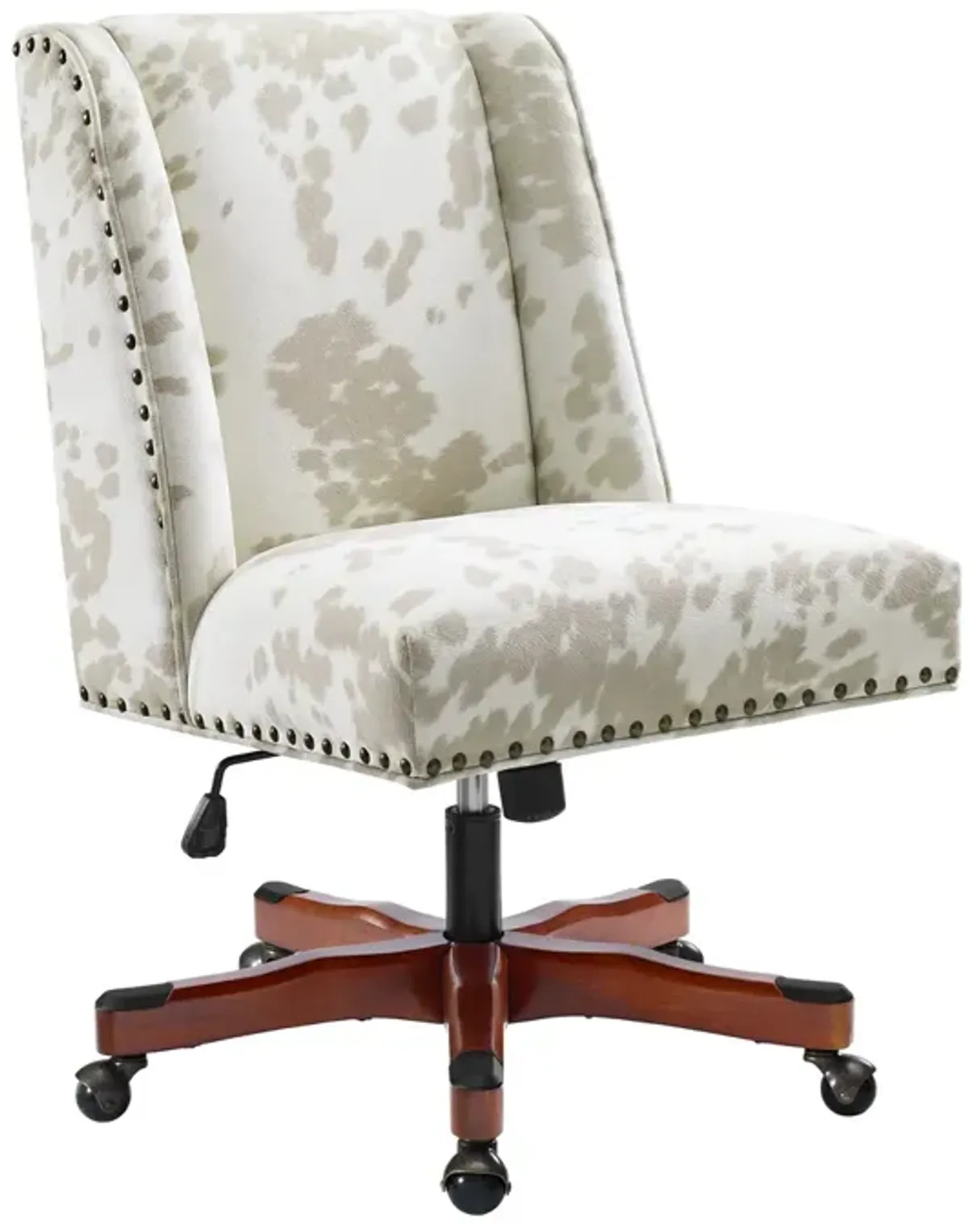 Linon Draper Linen Light Cow Print Home Office Desk Chair