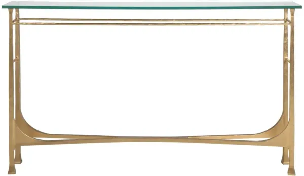 Artistica Home by Lexington Metal Designs Bruno 62 Inch Modern Gold Leaf/Clear Console Accent Table