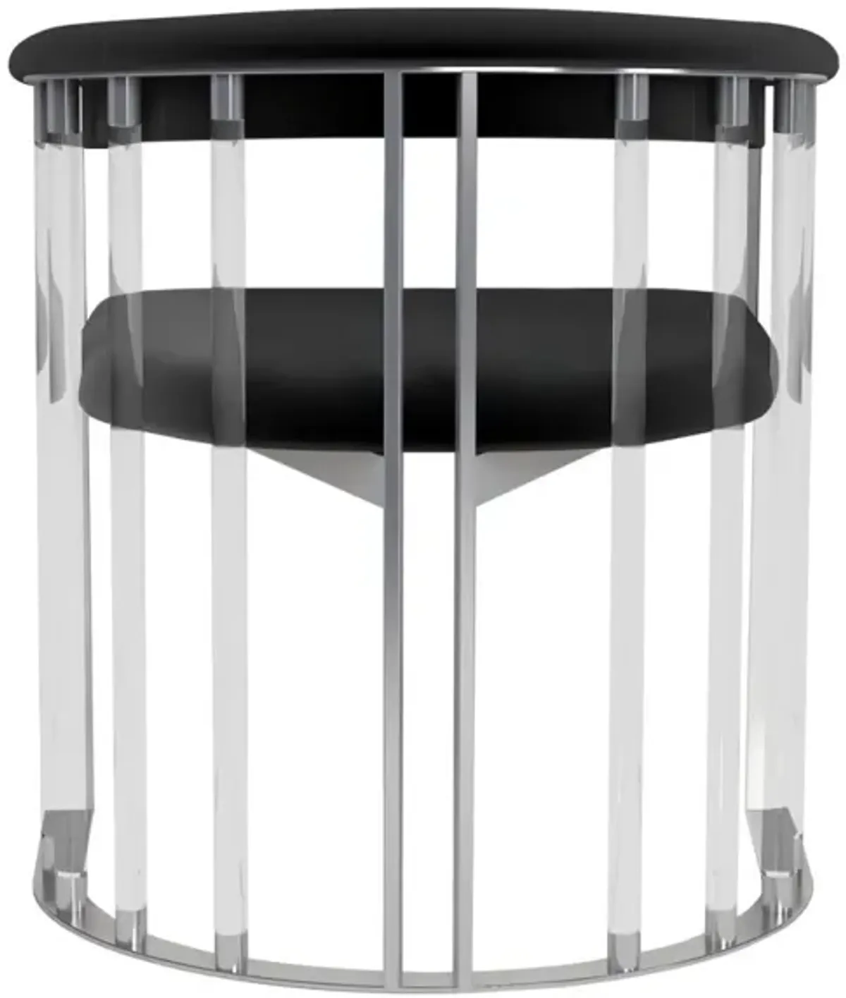 Chintaly Trisha Black/Chrome Acrylic & Steel Barrel Arm Chair