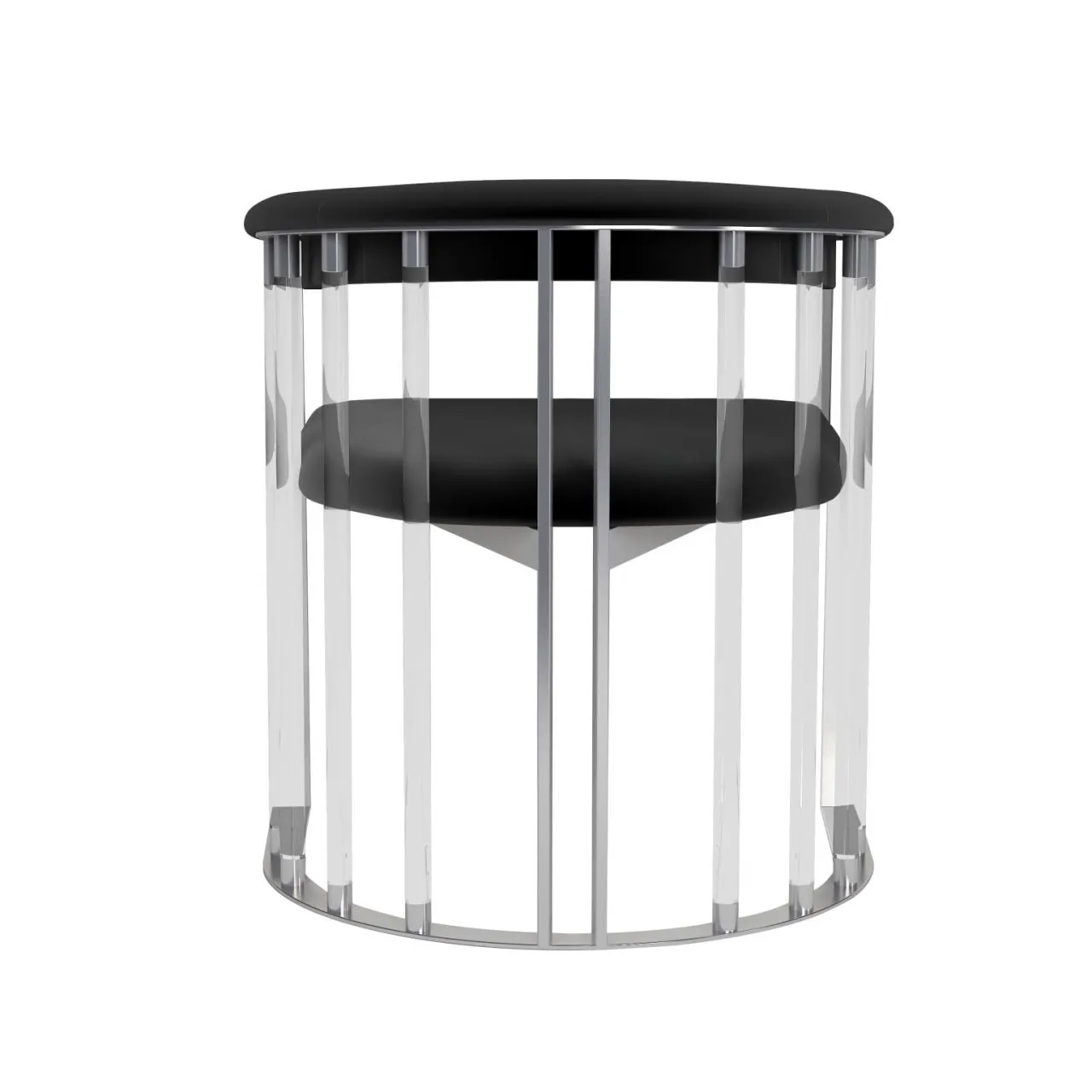 TRISHA BLACK/CHROME ACRYLIC & STEEL BARREL ARM CHAIR