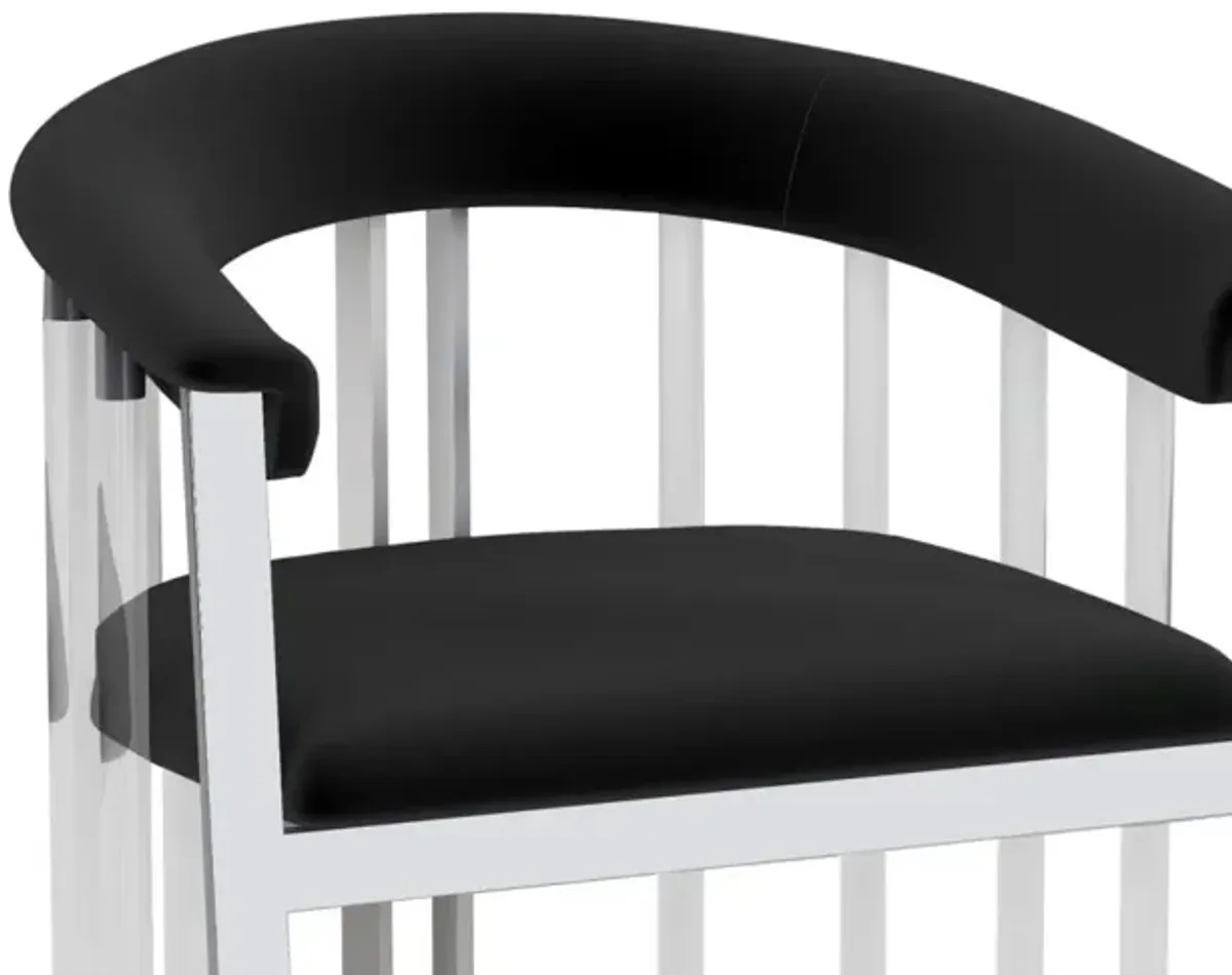 TRISHA BLACK/CHROME ACRYLIC & STEEL BARREL ARM CHAIR