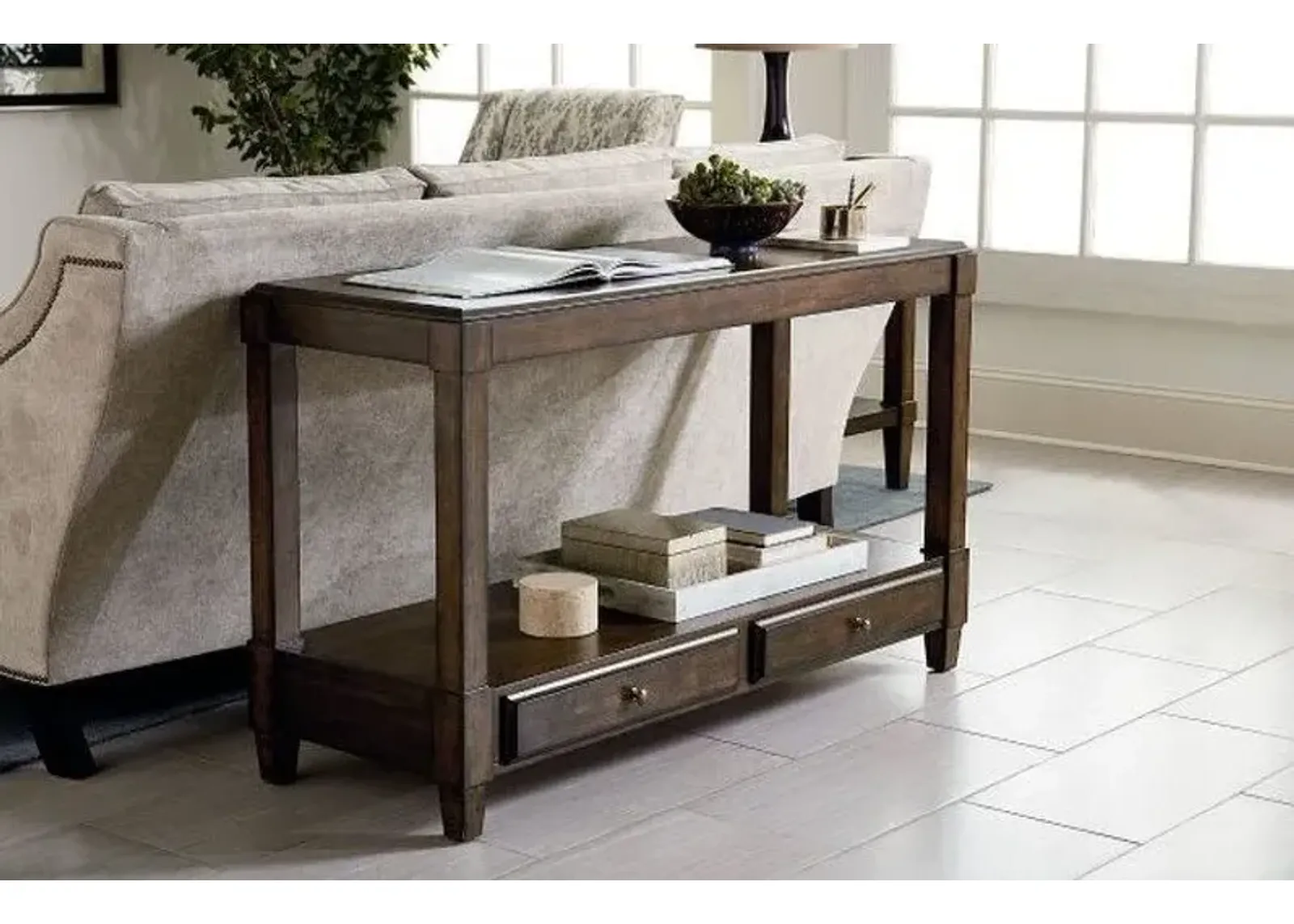 Hammary Halsey Dark Rich Coffee Sofa Table