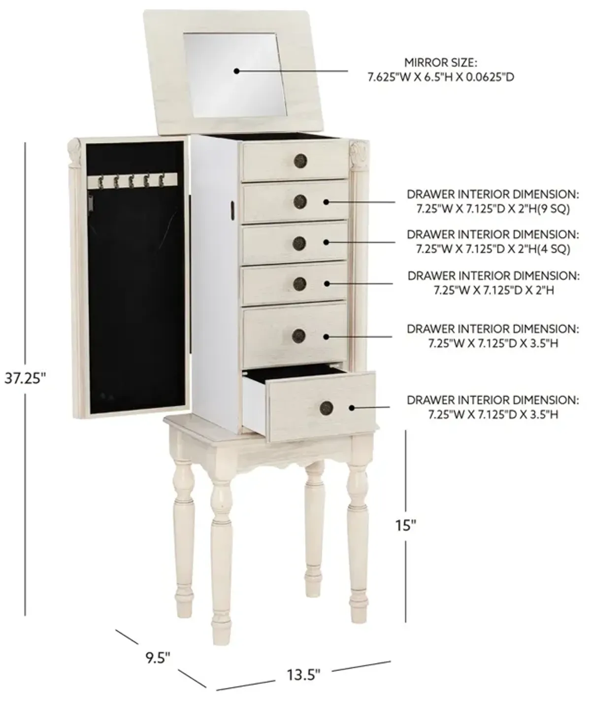 Powell Imogen Off White Jewelry Armoire