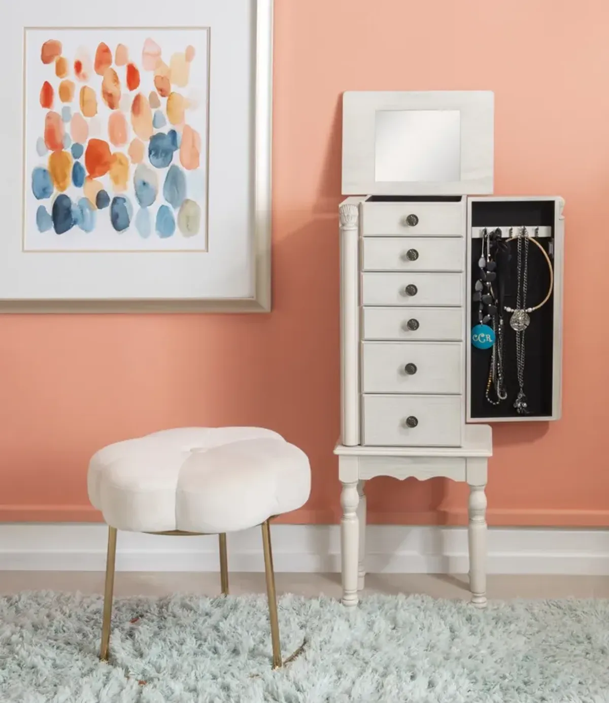 Powell Imogen Off White Jewelry Armoire