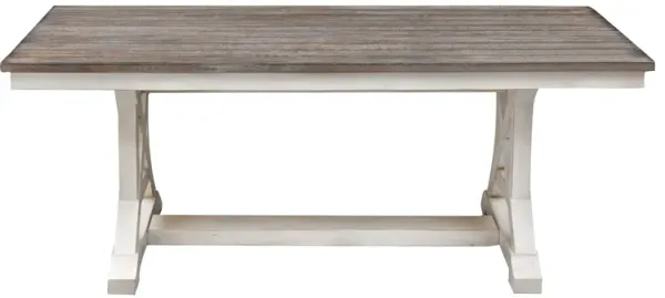 LANDINGS PLANK STYLE TOP DINING TABLE WITH TRESTLE BASE