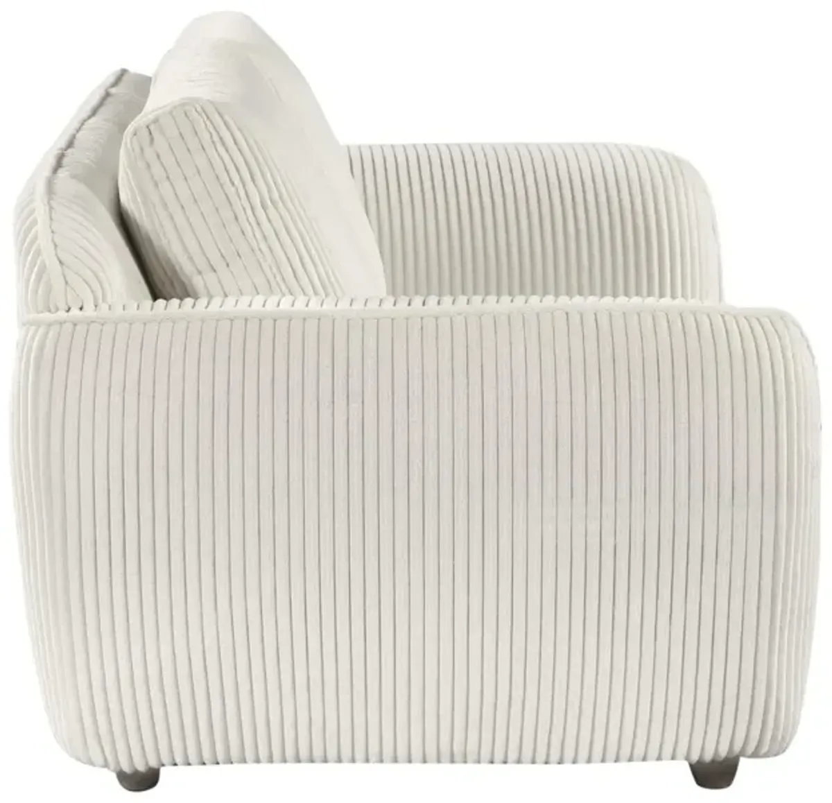 Chintaly Charleston Beige Modern Loveseat with Channel Pattern & Wooden Legs