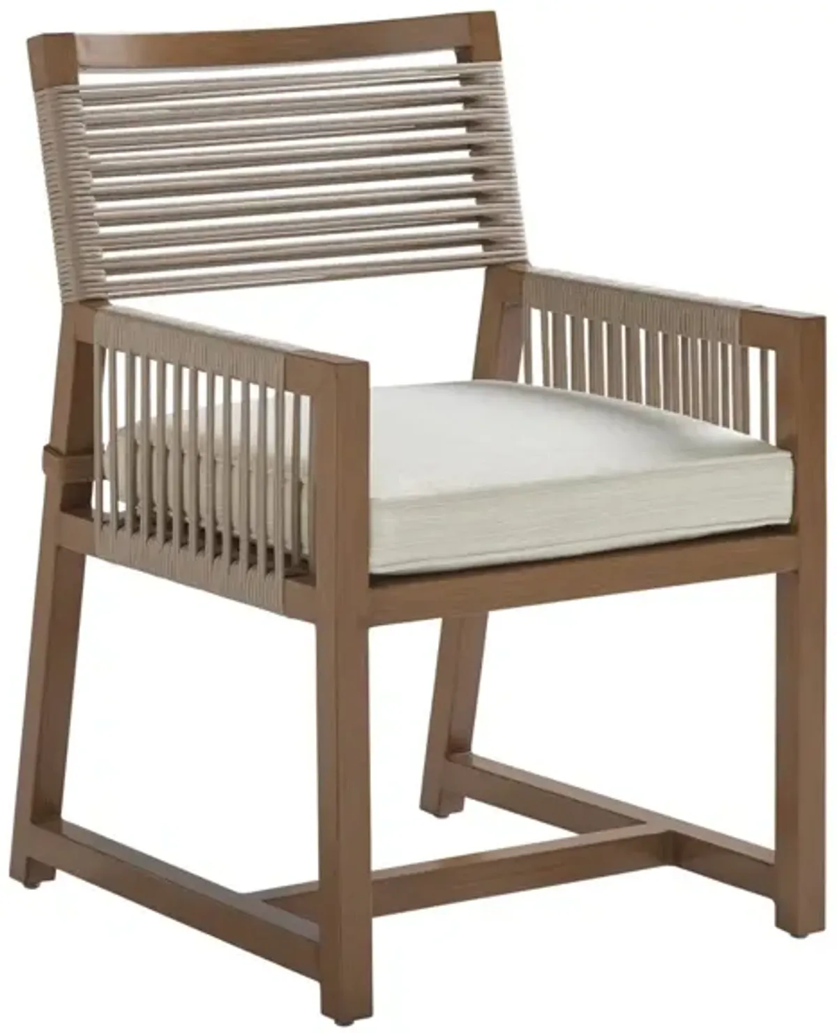 Tommy Bahama Outdoor by Lexington St. Tropez 20 Inch Patio Arm Dining Chair Natural Teak with Plain Cushion