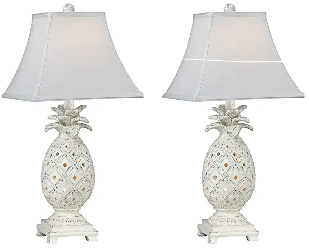 Madison Avenue Pineapple Cottage White Accent Night Light Lamp