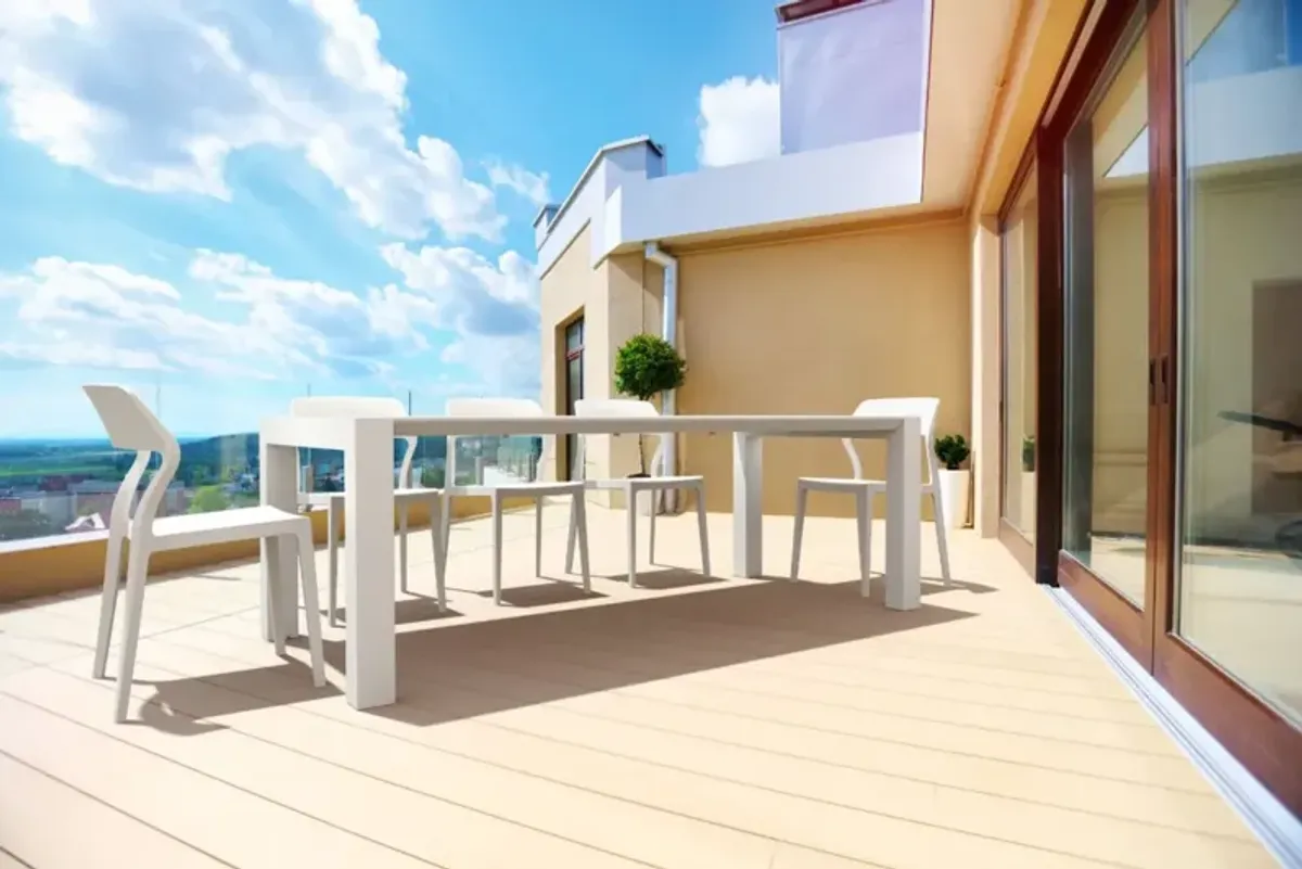 Compamia Vegas Extendable Indoor- Outdoor Rectangular Dining Table in White