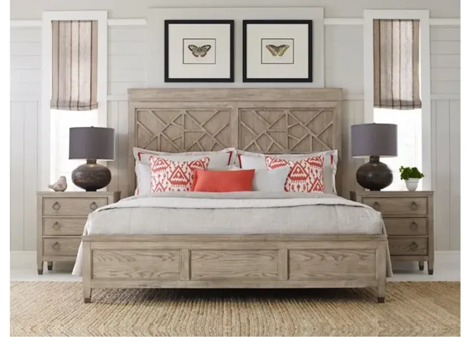 American Drew Vista Oyster Altamonte White Oak Queen Headboard