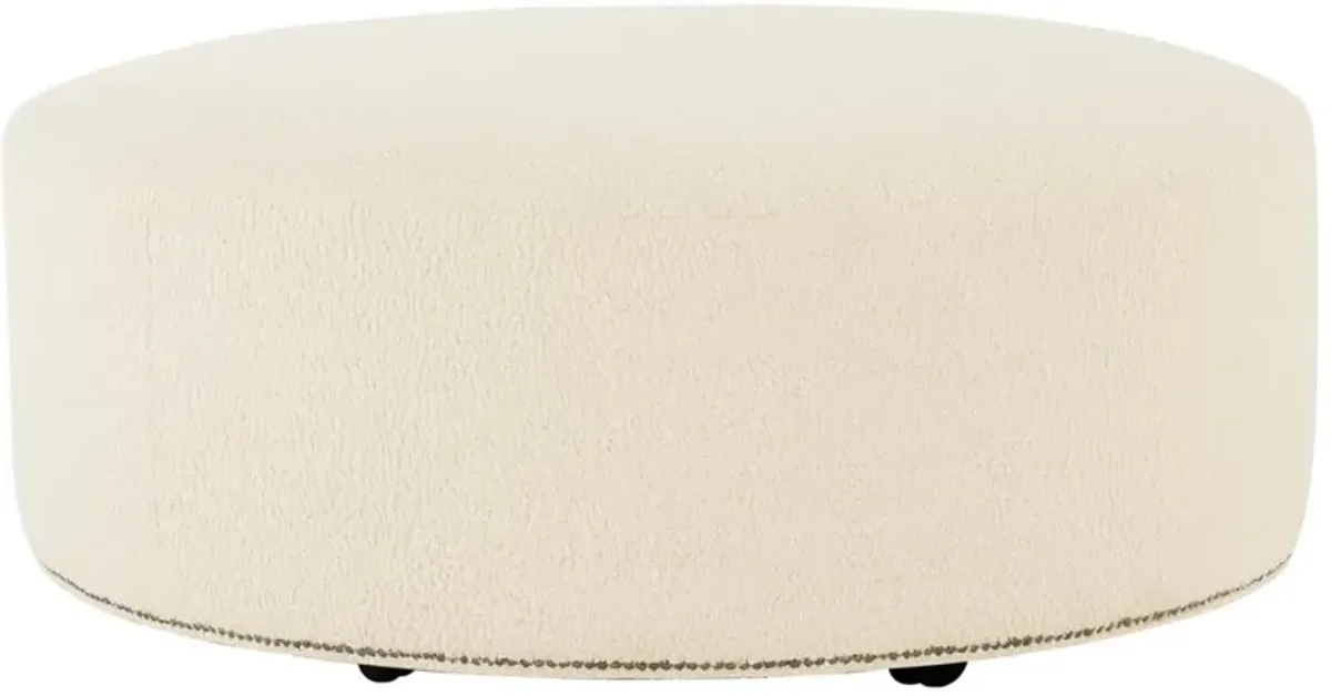 Bernhardt Lolo Fabric Nickel Nailhead Cocktail Ottoman